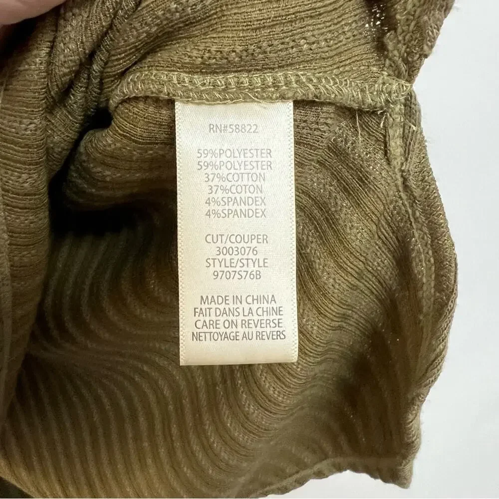 Max Studio Ribbed Short Sleeve Sweater Knit Top Olive Green Loose Fit Medium_7